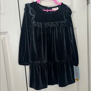 Cat & Jack Black Velvet Ruffle Dress